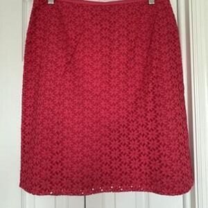 Ann Taylor Petites -‎ Lined, Eyelet Flowered, Bold Pink Color A Line Skirt. 12P
